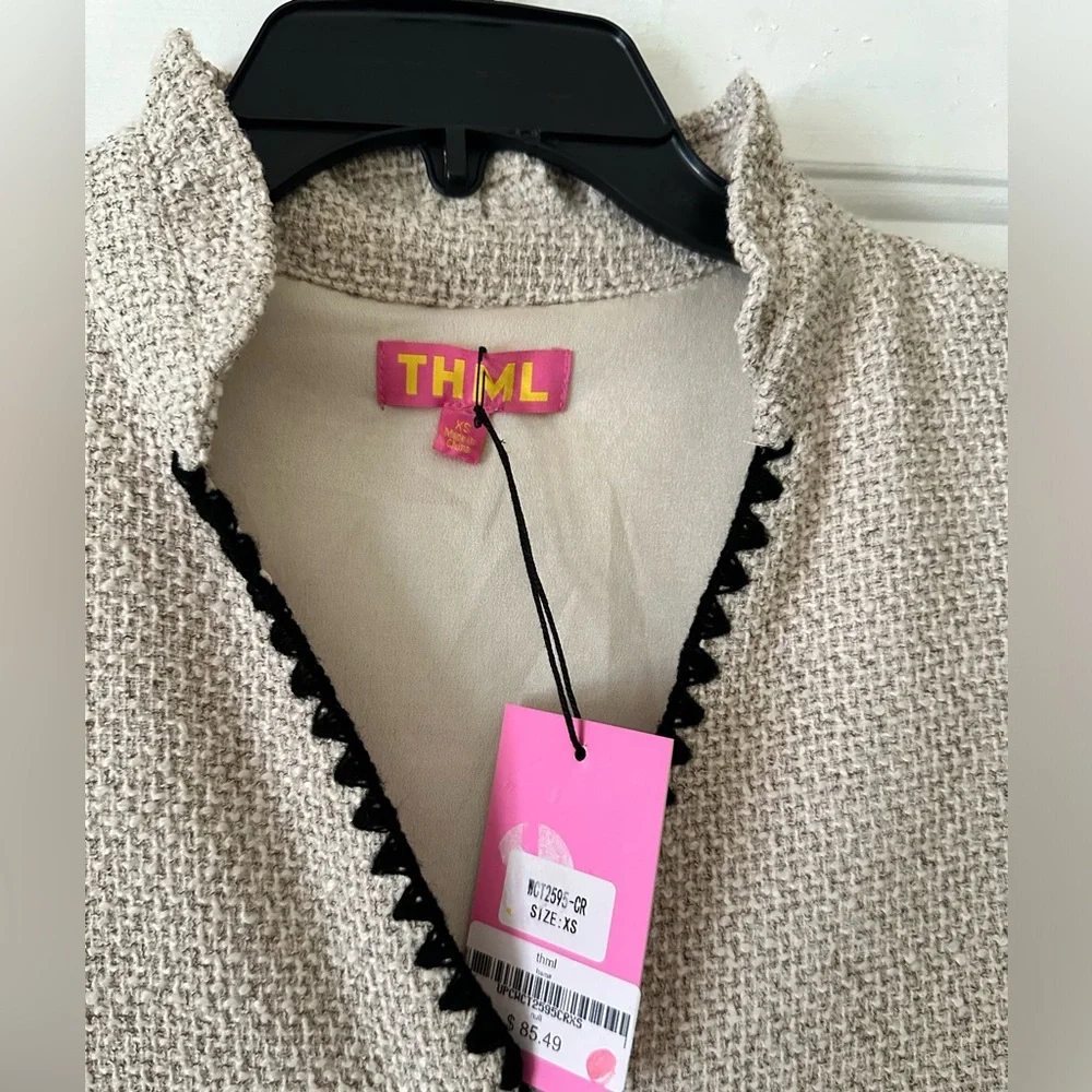 THML ‘Maxine’ tweed mini dress Cream and black, size XS, preppy, neutrals - Picture 4 of 6